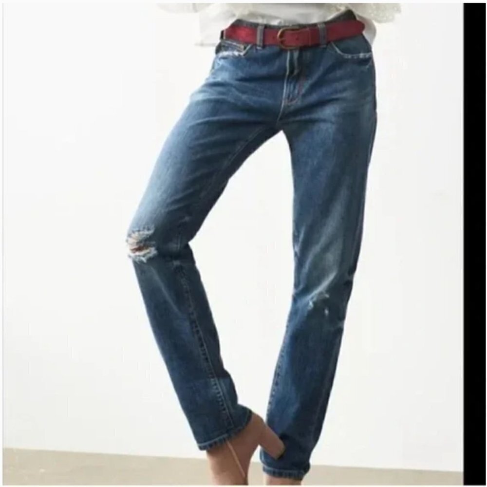 Anthropologie Pilcro Slim Boyfriend Crop Distressed Jeans-Size 26
